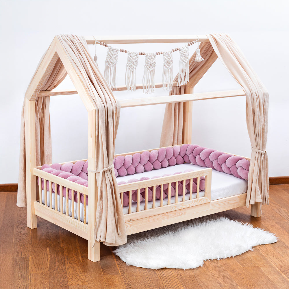 Braided Bed Bumper - Trio Weave - Dusty Pink