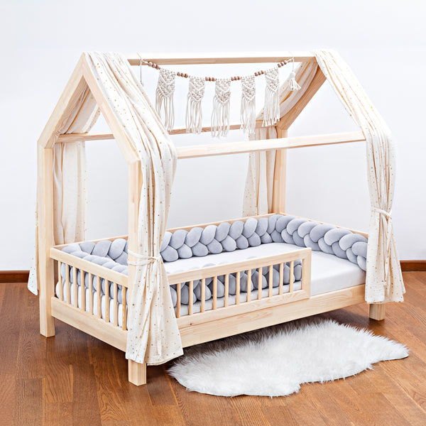 Braided Bed Bumper - Trio Weave - Grey