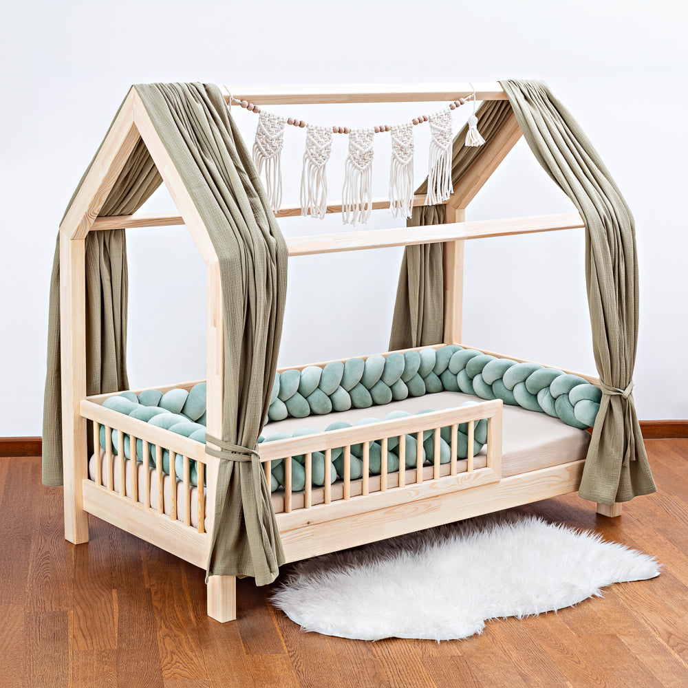 Braided Bed Bumper - Trio Weave - Sage Green