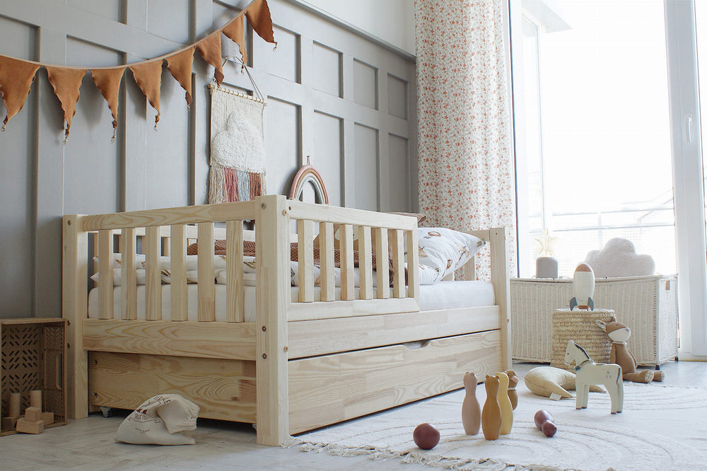 Charlie Kid's Day Bed - Single 90x190cm - Half Guard Rail - 19cm for drawer