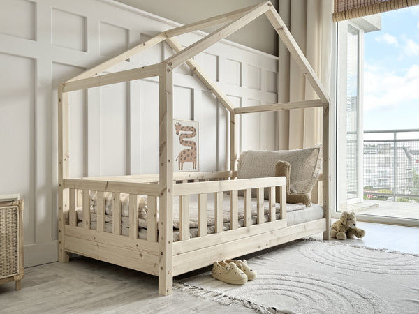 Hugo House Bed - 90x190cm Single - Natural Finish