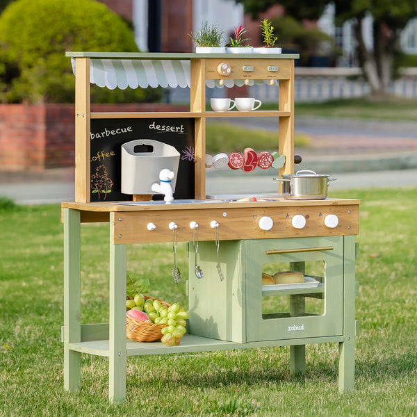 Kids Montessori Outdoor Mud Play Kitchen - Sage Green