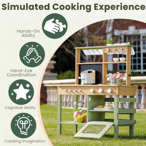 Kids Montessori Outdoor Mud Play Kitchen - Sage Green