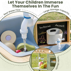 Kids Montessori Outdoor Mud Play Kitchen - Sage Green