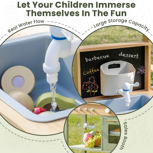 Kids Montessori Outdoor Mud Play Kitchen - Sage Green