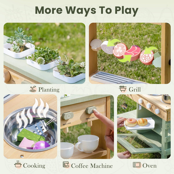 Kids Montessori Outdoor Mud Play Kitchen - Sage Green
