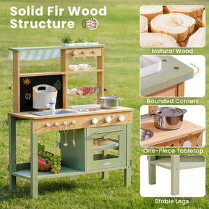 Kids Montessori Outdoor Mud Play Kitchen - Sage Green