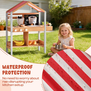 Kids Montessori Outdoor Mud Play Kitchen with Canopy